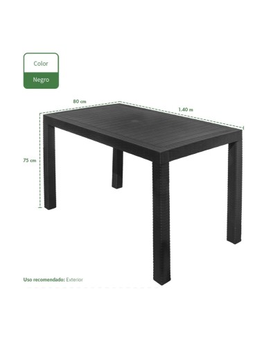 MESA DE JARDÍN GARDEN LIFE ANDORRA RATTAN 140x80