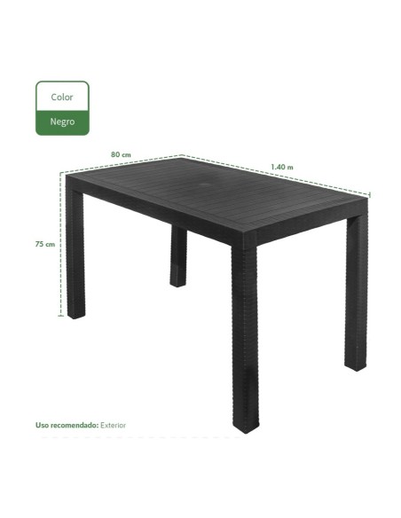 MESA DE JARDÍN GARDEN LIFE ANDORRA RATTAN 140x80