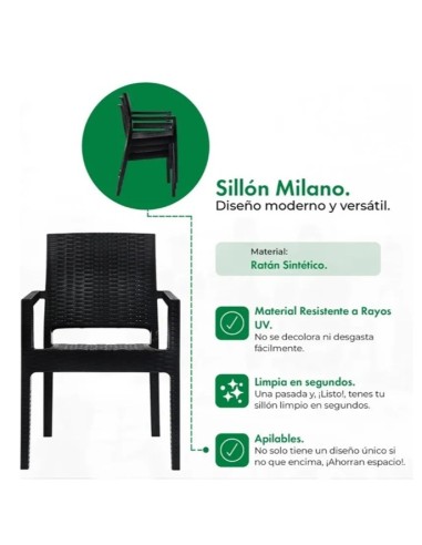 SILLÓN DE JARDÍN MILANO GARDEN LIFE RATTAN F835001