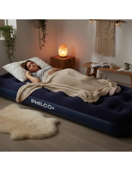 COLCHÓN INFLABLE PHILCO 1 PLAZA CON INFLADOR