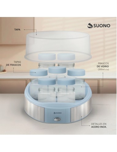 YOGURTERA SUONO HOG0251CEL CON 7 VASOS DE VIDRIO